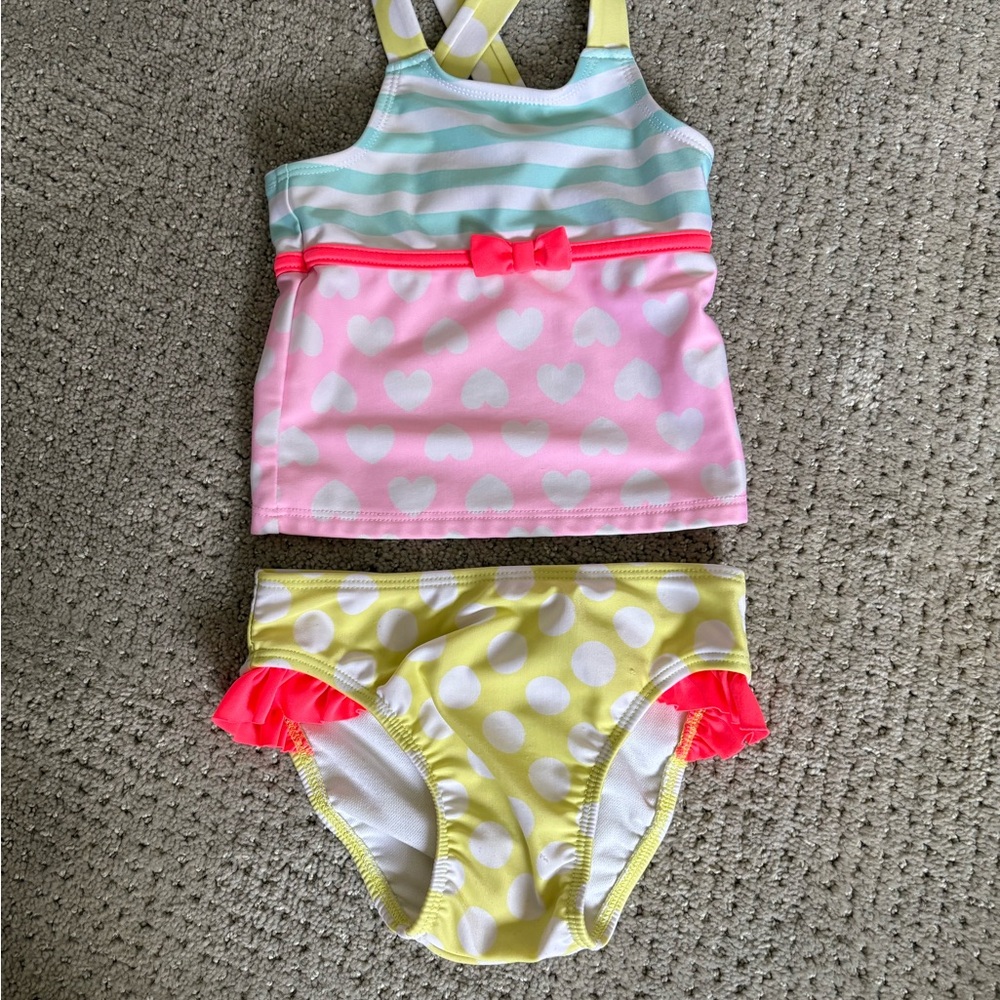 Cat & Jack Pink and Yellow Bikini with Tie-Dye and Metallic Details